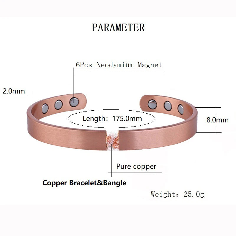 Einfache Schmuck-Set Reinem Kupfer Armband Ringe Manschette Magnetische Armreifen Für Frauen Männer Arthritis Gesundheit Solide Kupfer Schmuck