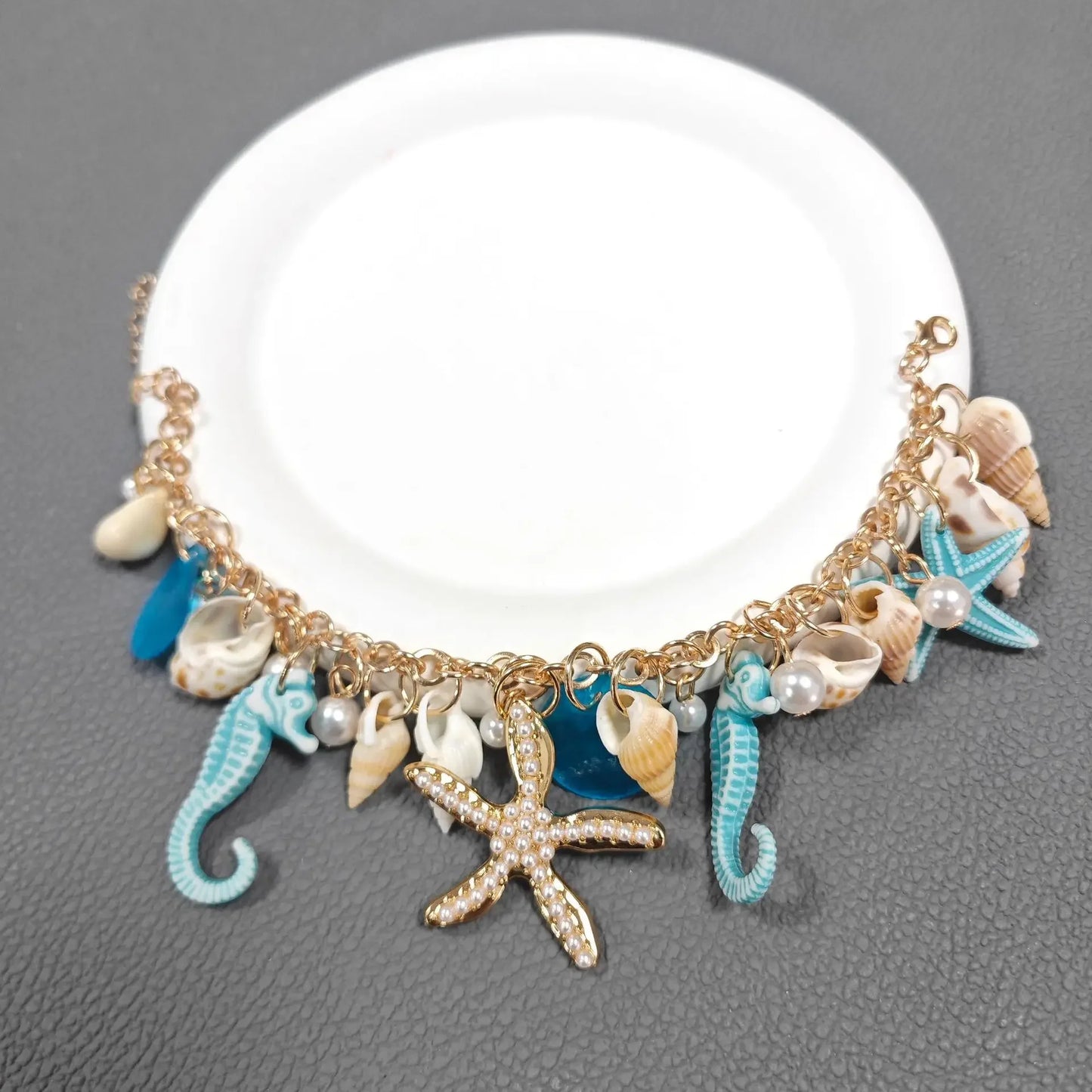 Trendiges Damen-Armband im Sommerurlaubsstil, Ozeanwelle, böhmisches Design, Muschelhai, Strandschmuck, Seestern, Sand, Dollar, Zeitmesser