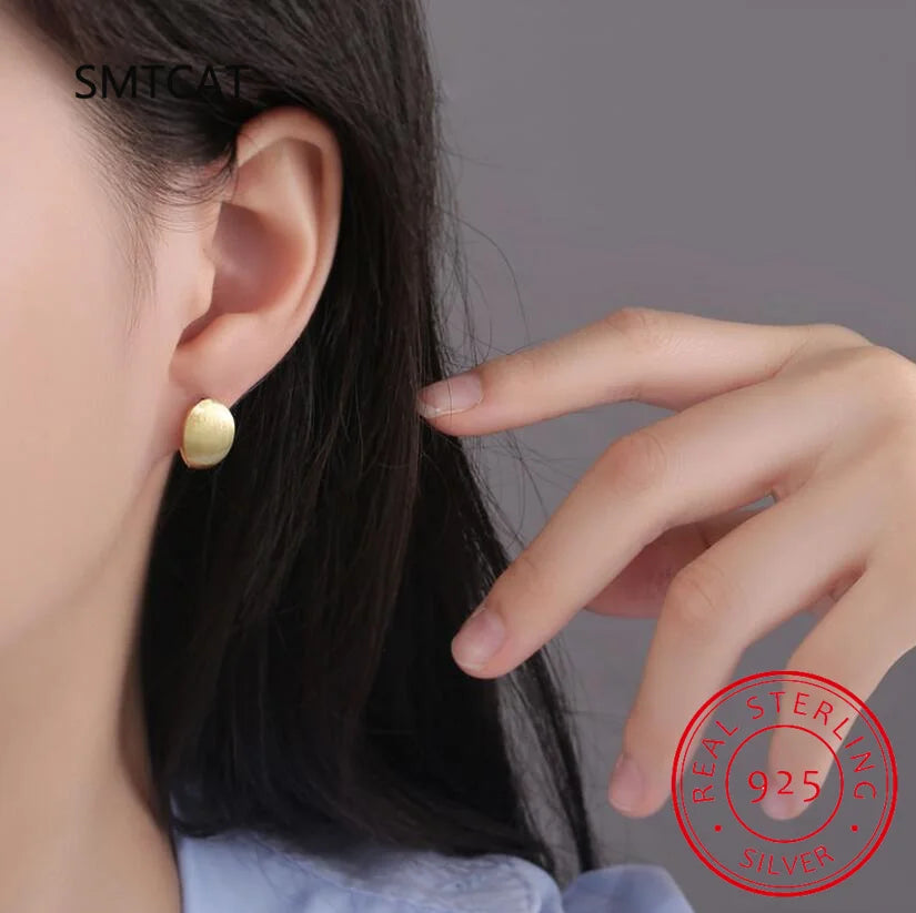 Creolen aus 925er-Sterlingsilber, Punk-Statement, gebürstet, kugelförmig, für Damen und Herren, Gothic-Party-Schmuck, Ohrschnalle, Brincos