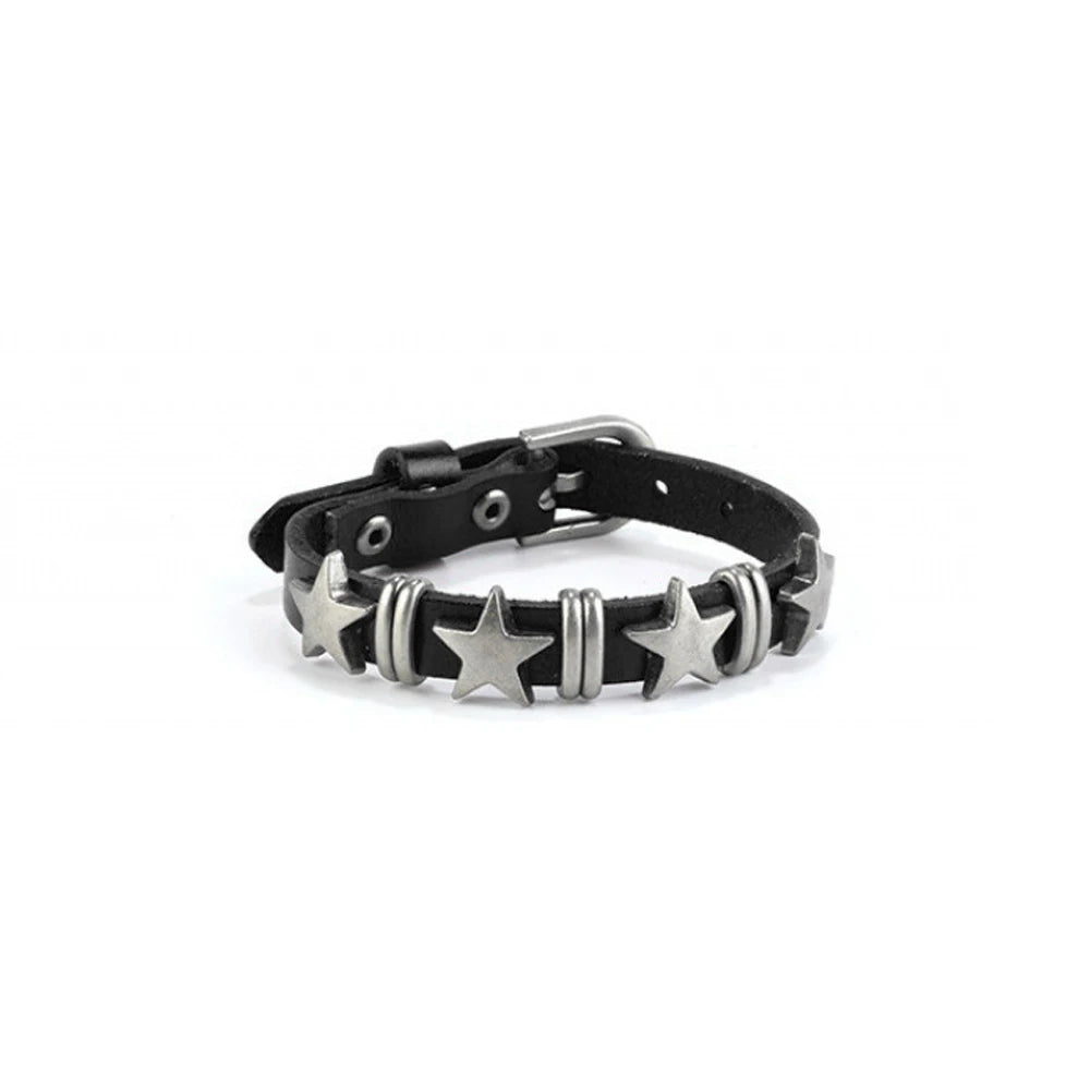 Gothic Star Punk Kunstleder Armband für Männer Frauen Spiked Armreif Goth Schmuck Vintage Y2K Cosplay Emo Kleidung Zubehör