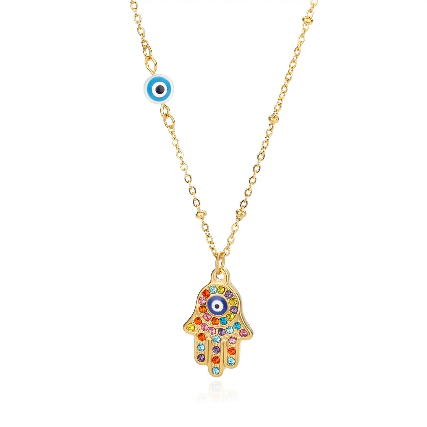 Türkische Hamsa Evil Eye Halsketten für Frauen Edelstahl Gold Farbe Charme Halsband Halskette Weihnachten Schmuck Zubehör Geschenk