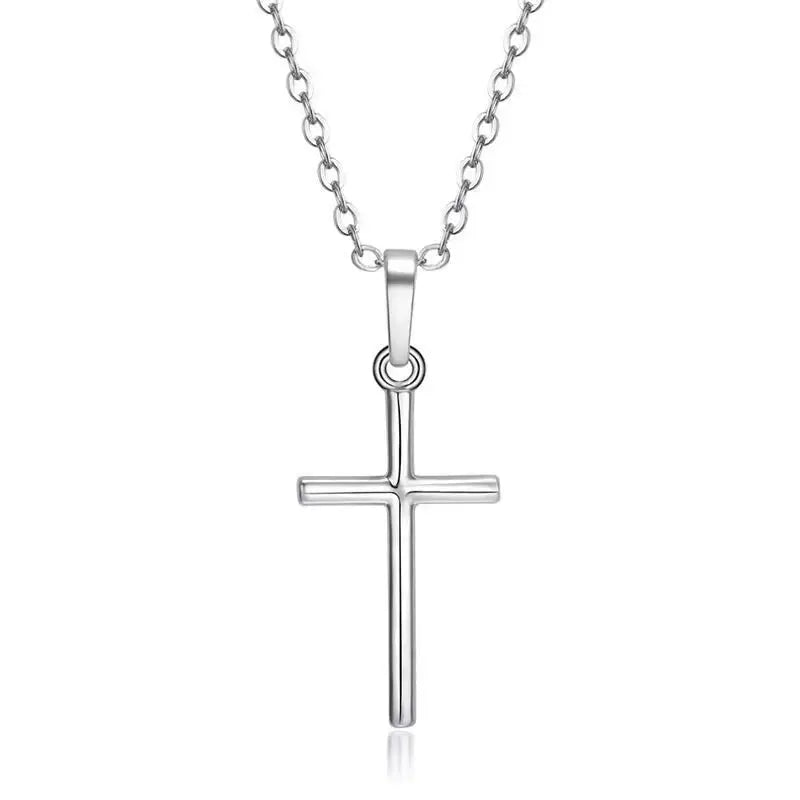 Mode Christian Jesus Kreuz Halsketten Silber Farbe Lange Kette Einfache Anhänger Für Frauen Männer Schmuck Geschenke Dropshipping