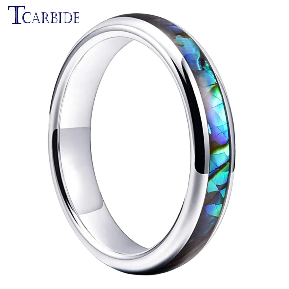 4mm Frauen Ring versand kostenfrei Wolfram Ehering Abalone Shell Inlay gewölbten polierten trend igen Schmuck
