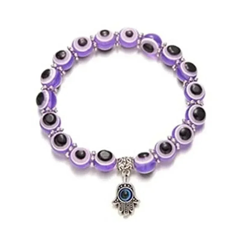 2 Stück Vintage Blue Evil Eye Armband für Frauen, die Glück, Amulett, Hand der Fatima wünscht, Armband, Glück, Türkei, bunt, einfach, trendig