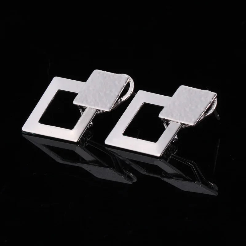 Kupfer Doppel Geometrische Quadratische Quaste Baumeln Ohrringe für Frauen Mode Schmuck Geschenk QC24