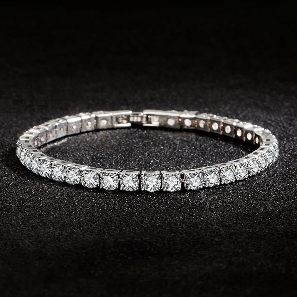 S925 Sterling Silber Armband Zirkonia Tennis Ball Frauen Mode Einfache Verlobung Hochzeit Charme Schmuck 4mm 16-23 cm