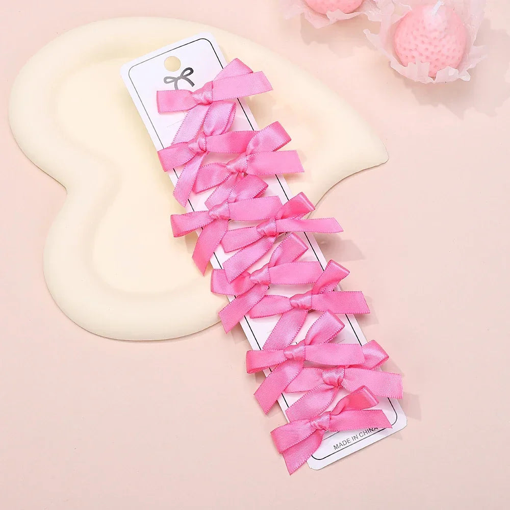 5/6/8/10Pcs Kinder Süße Einfarbig Mini Bowknot Mit Haar Clip Baby Mädchen Ballett Stil band Geflochtene Haar Zubehör Großhandel