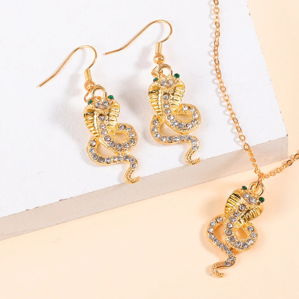Neue Mode Gold/Silber Farbe Schmuck Set exquisite Schlange Tier Halskette & Ohrring elegante Frauen Schmuck Party Geschenke