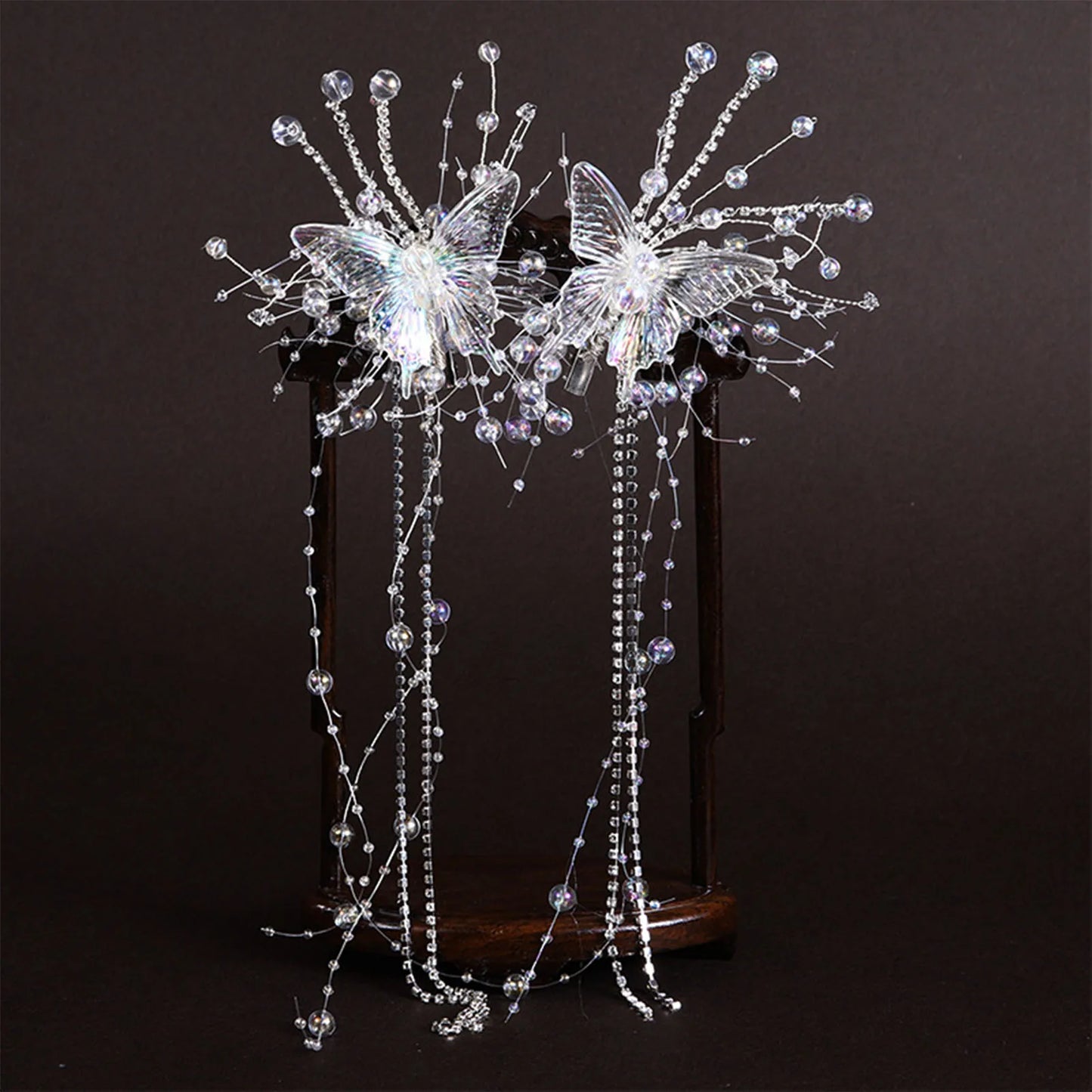 Fee Quaste Haarspange für Frauen Meerjungfrau Perle Schmetterling Seite Haarnadel exquisite elegante Hochzeit Party Reise Haarschmuck