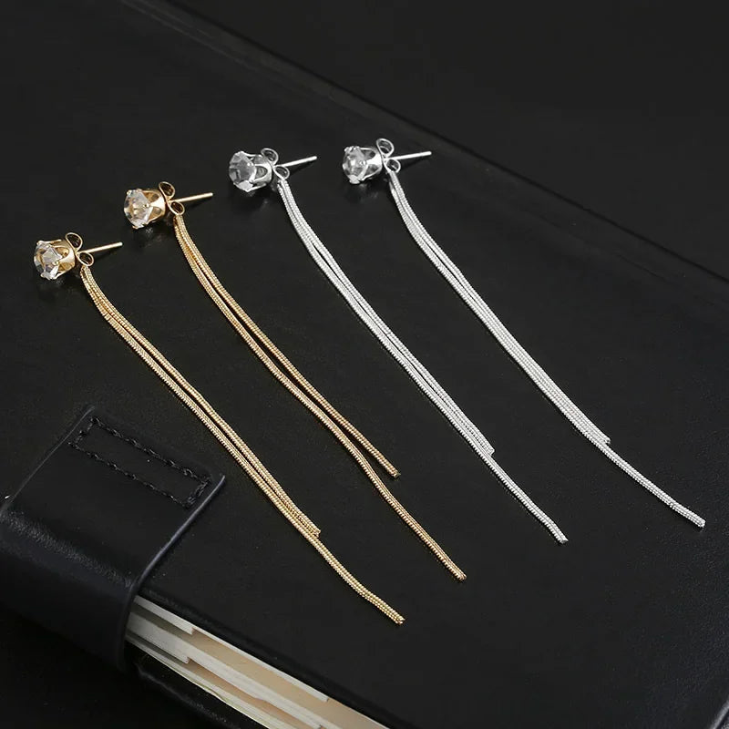 Mode Kristall Lange Quaste Baumeln Ohrringe für Frauen Elegante Temperament Tropfen Ohrring Trend Schmuck Geschenk Mehrere tragen methode