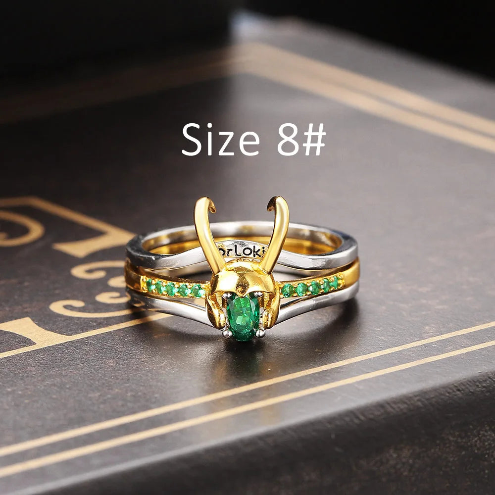 Loki Helm Schmuck Set Für Frauen Superheld Thor Loki Hörner Passenden Stud Ohrring Ring Set Cosplay Requisiten Mode Schmuck 2024