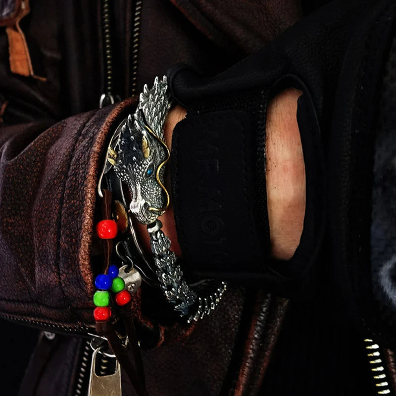 Traditionelles tibetisches Buddhismus-Drachen-Armband, herrschsüchtiger Drachen-Schuppen-Armreif für Männer und Frauen, Glücks-Amulett-Armband, Schmuck, Geschenk