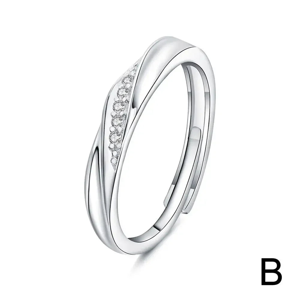 Einfache Mode Paar Ringe Set Silber Farbe Öffnung Einstellbare Finger Licht Luxus Schmuck Für Frauen Männer Jahrestag Geschenk