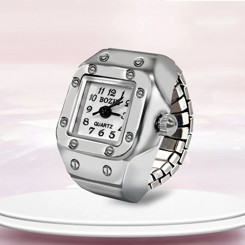 Ring Uhr Neue Heiße Verkauf Kreative Legierung Shell Finger Quadratischen Zifferblatt Paar Männer Und Frauen