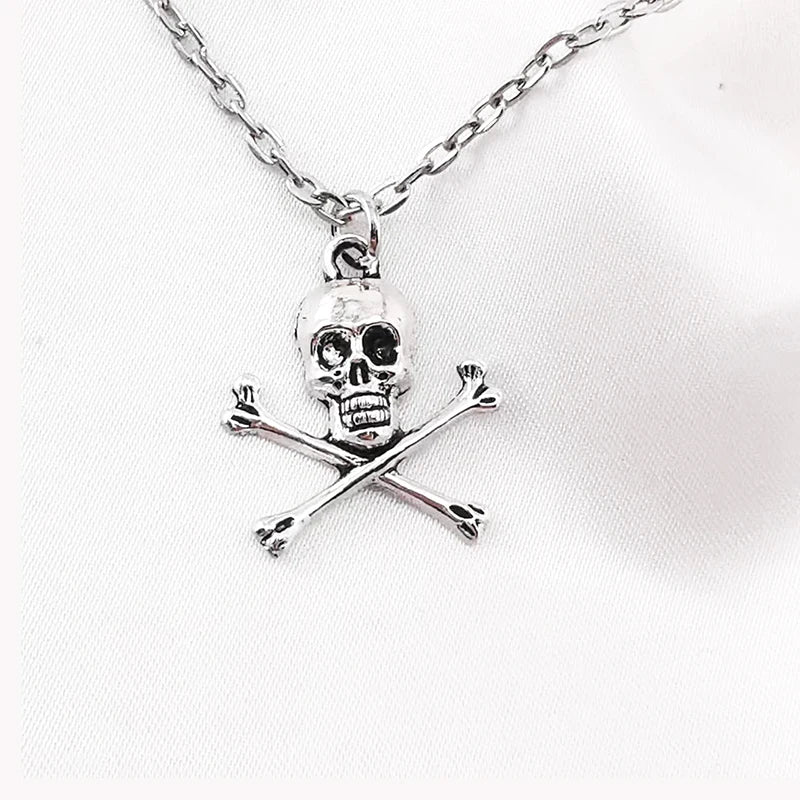 Halskette mit Totenkopf-Anhänger für Damen und Herren, Vintage-Kette, Grunge-Schmuck, Gothic-Accessoires, Halsband, Y2k, ästhetischer Feenstern
