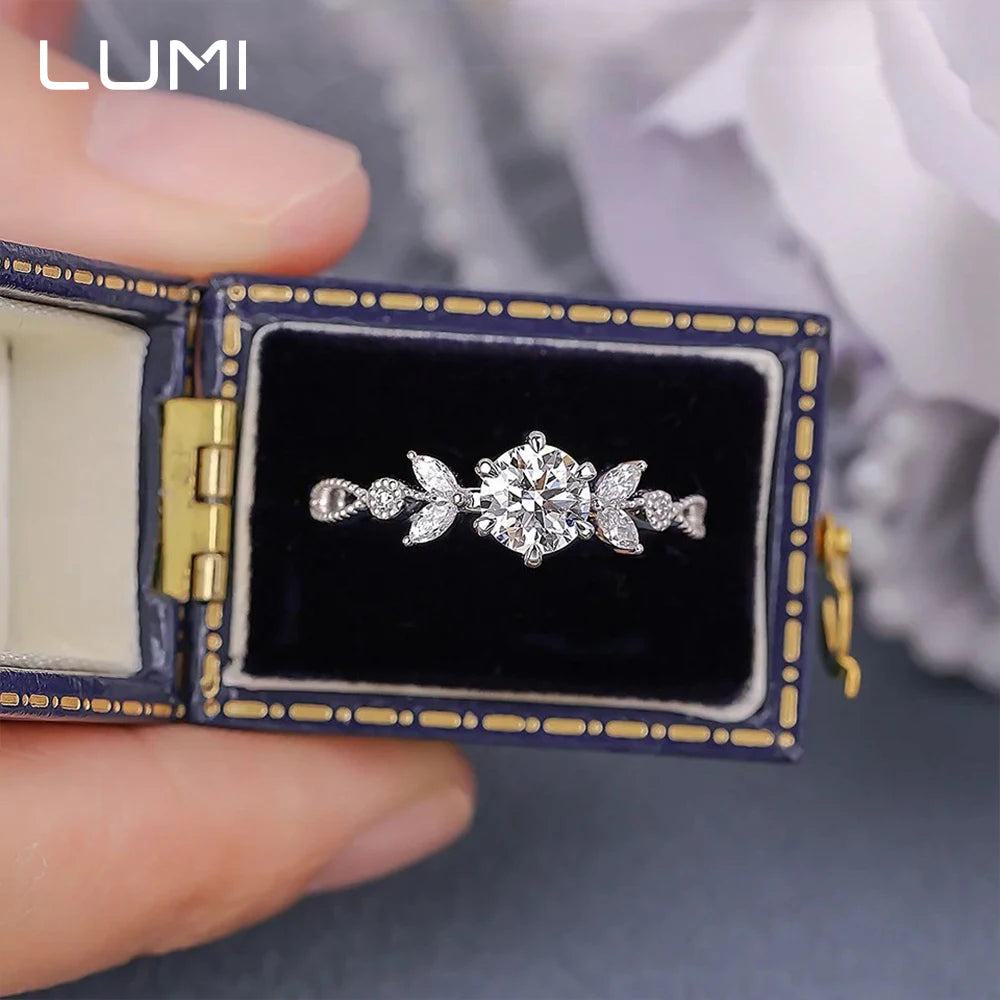 1 CT zertifizierter Moissanit-Olivenzweig-Ring für Damen – hypoallergener Ehering aus 925er Sterlingsilber, feiner Schmuck