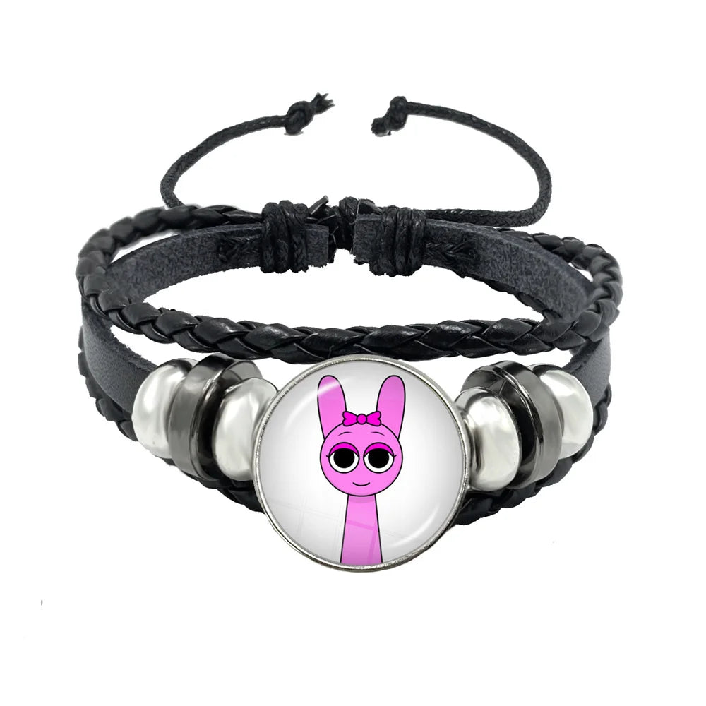 Sprunki Incredibox Anime Cartoon Charakter Leder Seil Armband Kunst Mehrschichtige geflochtene Armbänder Handgefertigte Schmuckzubehör