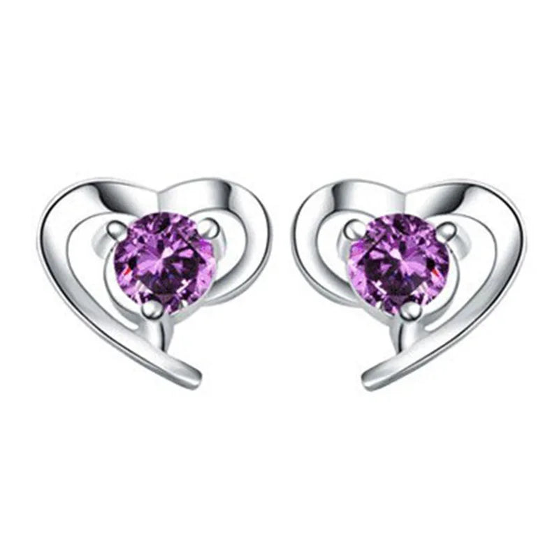 925 Sterling Silber Neue Frau Mode Schmuck Hohe Qualität Blau Rosa Weiß Lila Kristall Zirkon Heißer Verkauf Ohrringe H350