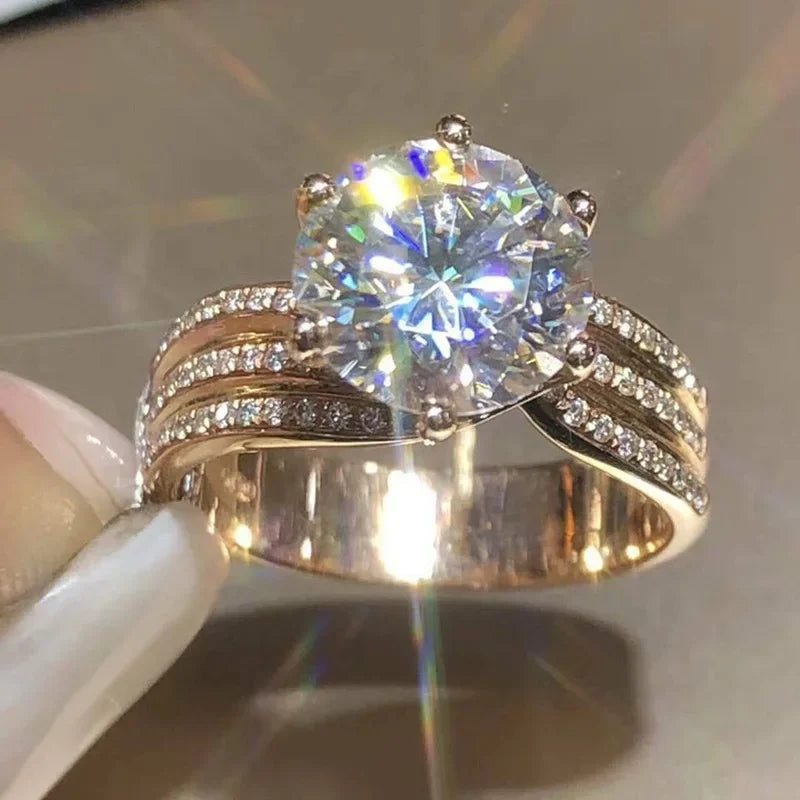 Wunderschöne Solitär-Zirkonia-Brauthochzeitsringe in Goldfarbe, Verlobungsfeier, brillanter Damenschmuck, Anillos De Mujer Alem
