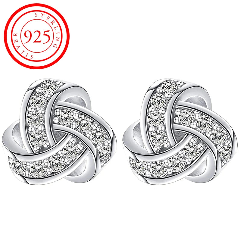 14 Karat vergoldete Ohrstecker, 925er Sterlingsilber, Post-CZ, hypoallergene Ohrringe, Liebesknoten, Zirkonia-Ohrringe für Frauen