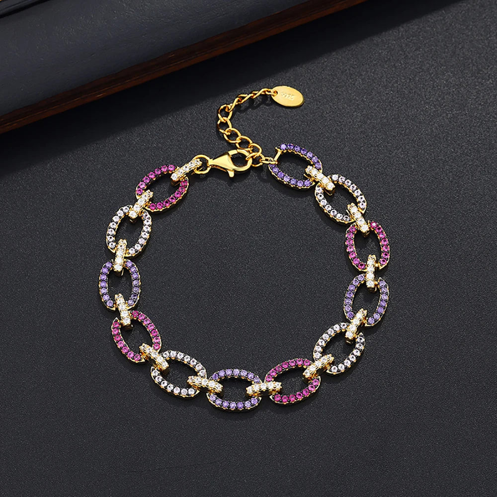 TEMGF Armband aus 925er-Sterlingsilber, komplett 1,3 mm, Zirkon-Inlay, edler Schmuck für Frauen, funkelnde Festival-Geburtstagsgeschenke, modischer Artikel