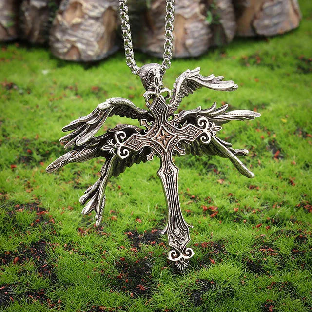 Heiße Neue Mode Retro Seraph Kreuz männer Halskette Übertrieben Mode Anhänger Zubehör