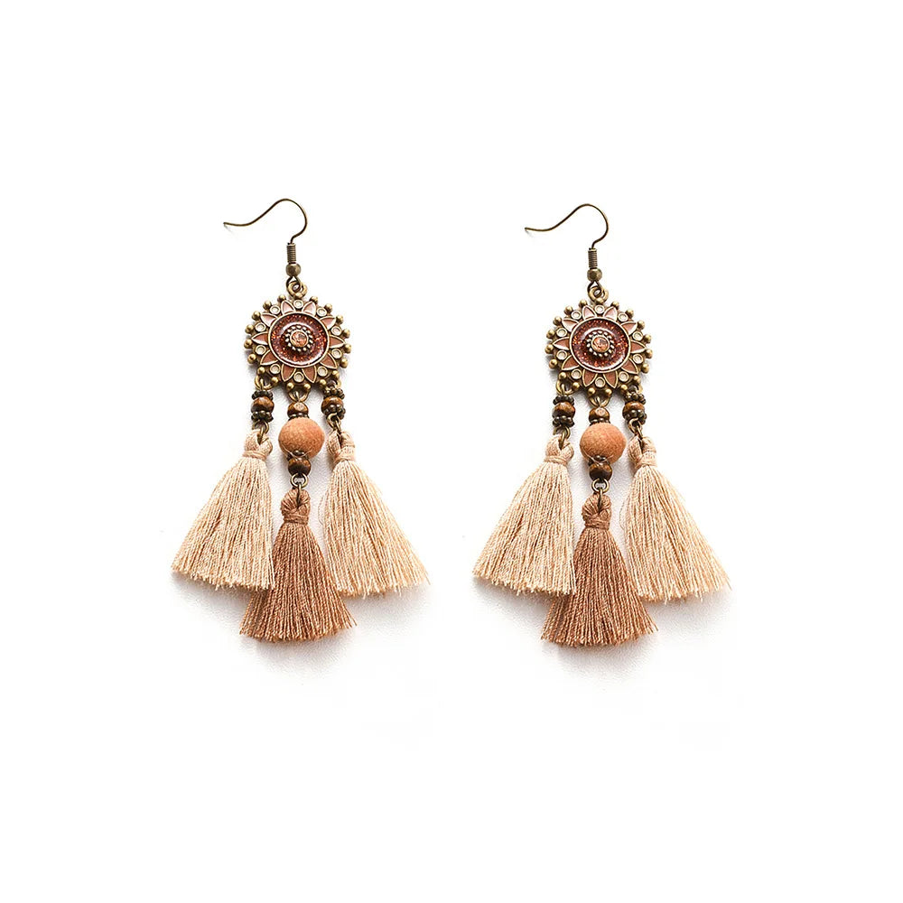 Klassische Vintage Ethnische Tropfen Ohrringe für Frauen Böhmischen Lange Temperament Quaste Geometrische Persönlichkeit Ohrring Weiblichen Schmuck