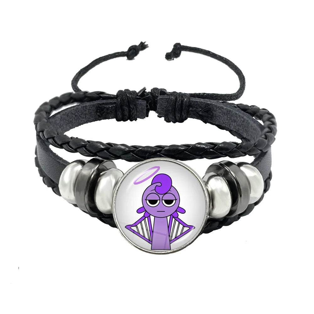 Sprunki Incredibox Anime Cartoon Charakter Leder Seil Armband Kunst Mehrschichtige geflochtene Armbänder Handgefertigte Schmuckzubehör