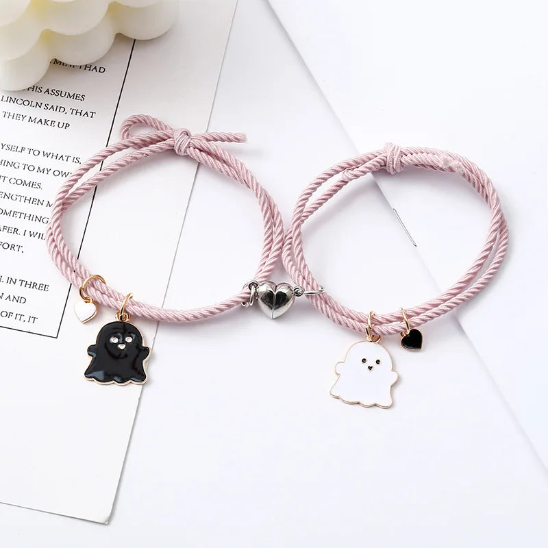 2 Teile/satz Geist Geflochtenes Armband für Liebhaber Fern Romantische Herz Magnet Paar Armbänder Freundschaft Mode Schmuck Geschenk