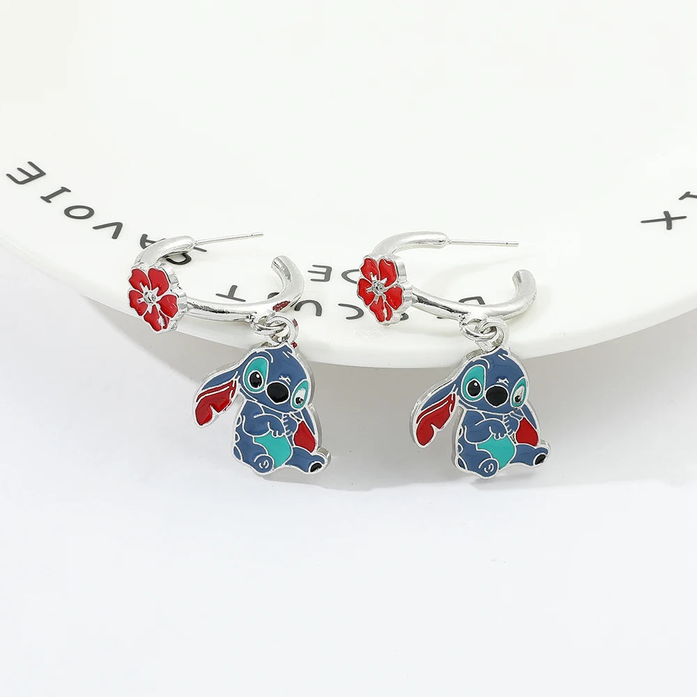 Disney Anime Lilo & Stitch Ohrringe, klassische Cartoon-Figur, Stich-Ohrringe, Ohrclip für Frau und Mädchen, Schmuck, Geschenk
