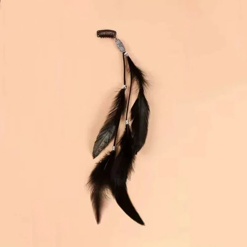 2024 neue Modische Boho Feder Stirnband Perücke Perlen Feder Kopfschmuck Handgemachte Haar Clip Mädchen Haar Zubehör Hohe Qualität