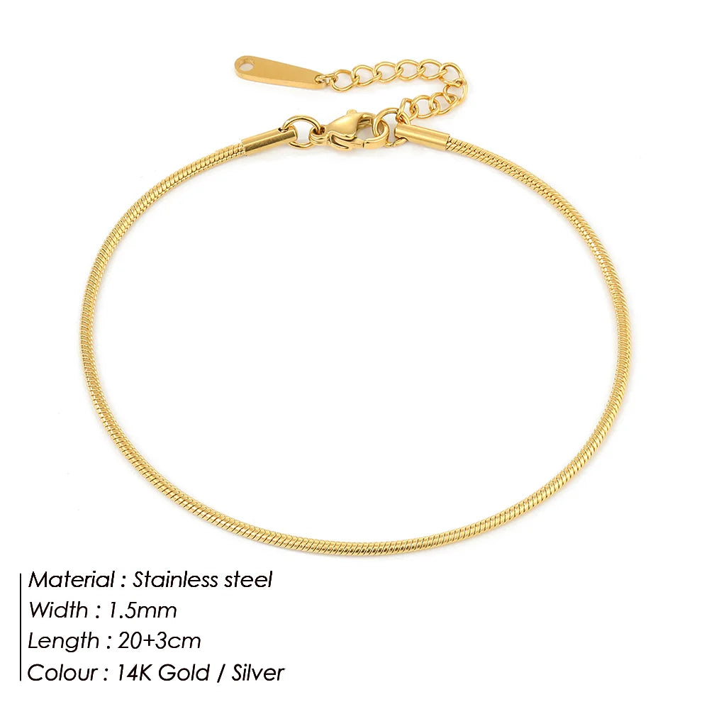 Emanco vergoldete runde Schlangen kette barfuß Strand Fuß schmuck einfachen Stil Metall Textur Geschenk für ihre Fabrik direkten Versand