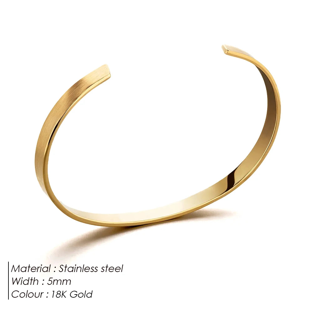 ELANDIS Offener Armreif aus Edelstahl, minimalistischer Herrenschmuck, modisches Platin-Armband, beliebtes Weihnachtsgeschenk für Paare