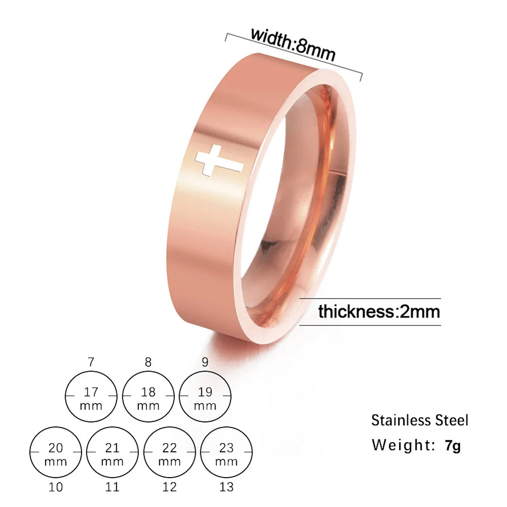 EUEAVAN Hip Hop Kreuz Paar Ringe Frauen Männer Edelstahl 6mm/8mm Religiöse Christian Finger Ring Punk party Schmuck Geschenke