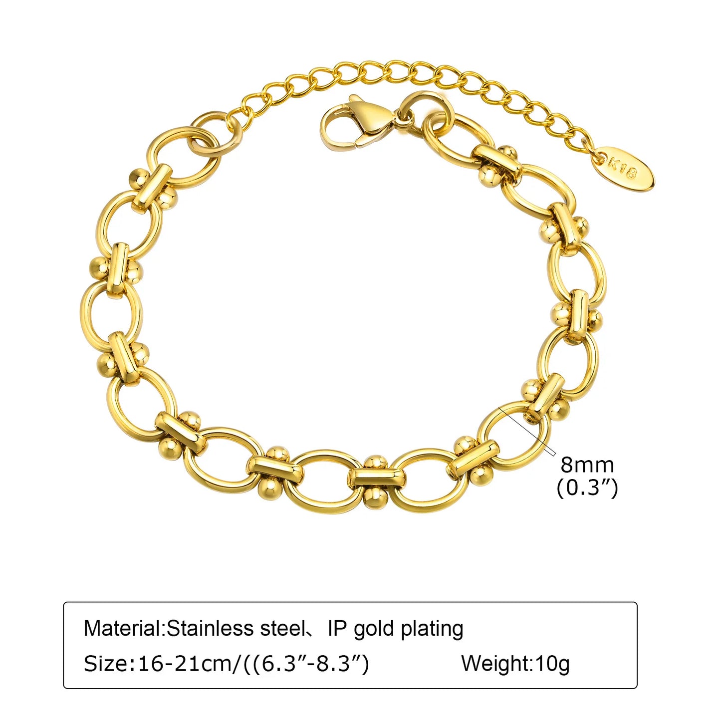 Miami Cuban Link Chain Armband für Damen, Edelstahl, goldfarben, verstellbar, minimalistische Armbänder, Schmuck, Geschenke