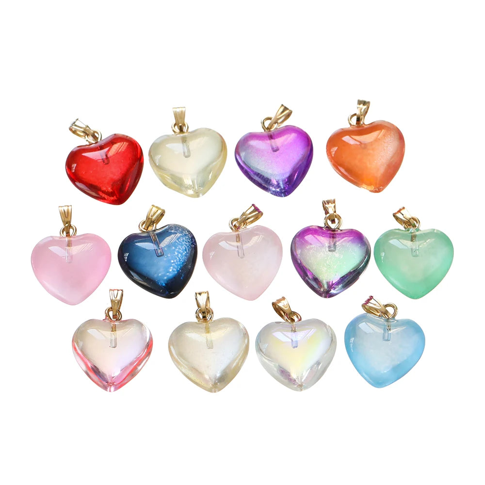 10 Teile/los Tschechische Lampwork Kristall Glas Herz Perlen Charms anhänger DIY Handgemachten Schmuck Machen Halsketten Ohrringe Zubehör