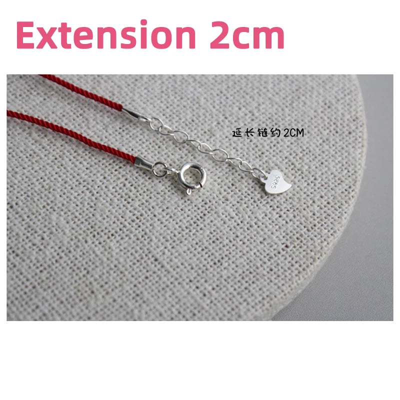 16 + 2 cm rotes Seil Blume Damen Silber Armbänder Silber rote Kleeblatt Perle Mädchen 925 Armbänder 925 Stachellänge kann individuell angepasst werden