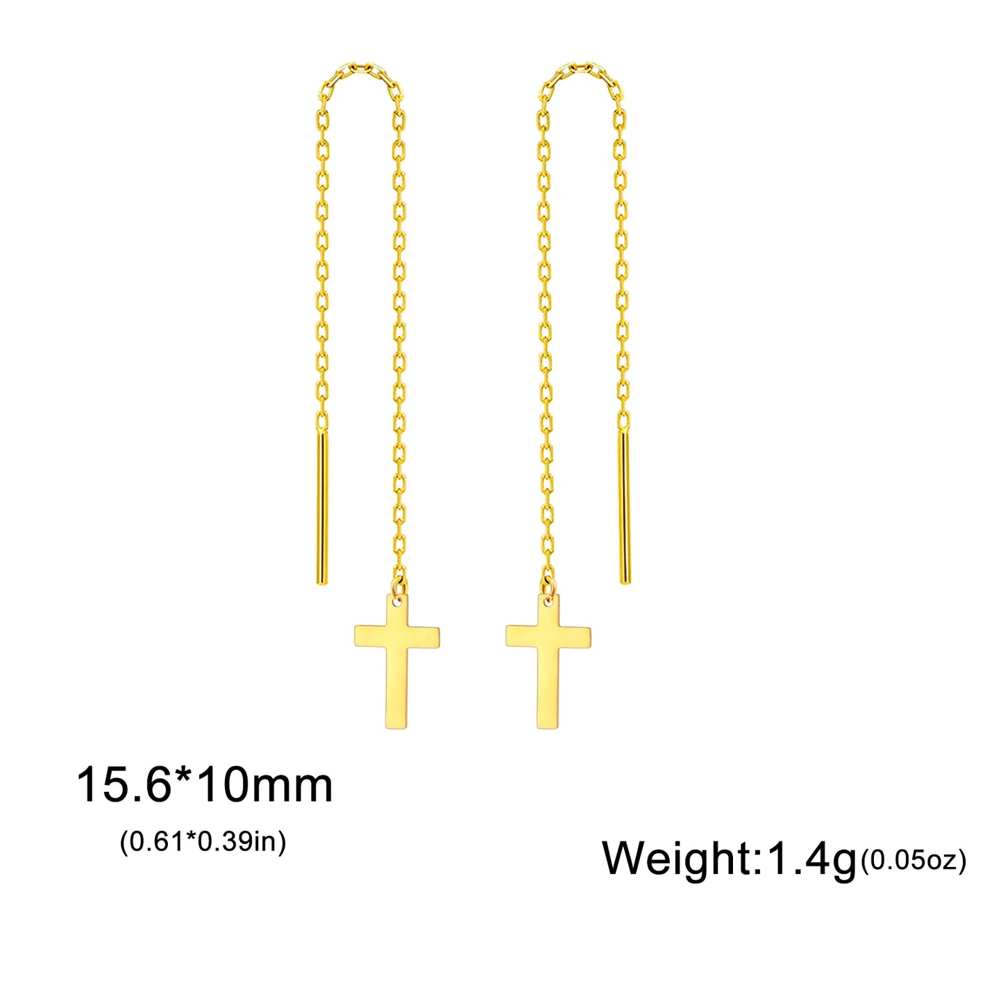 Cazador Kreuz Lange Quaste Ohrringe für Frauen Edelstahl Schmuck Christian Ohrringe Jesus Valentinstag Geschenk Großhandel