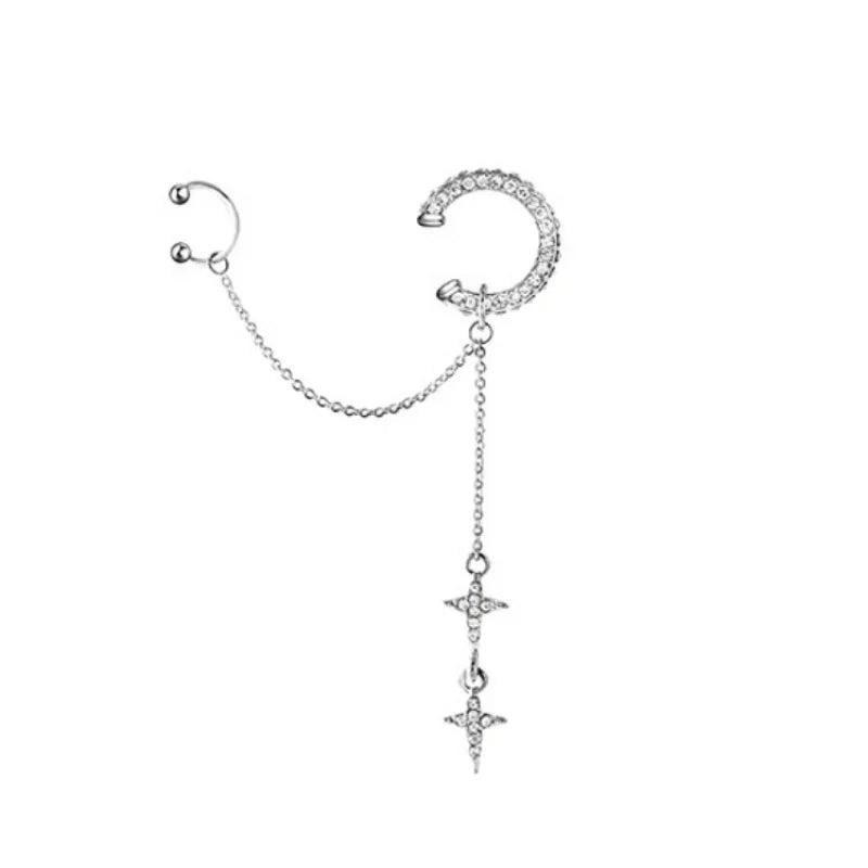 1 Stück 2024 Mode Minilist Kein Piercing Ohr Manschette Ohrringe für Frau Gefälschte Piercing Quaste Stern Ohr Clips Ohrringe für Frauen Schmuck