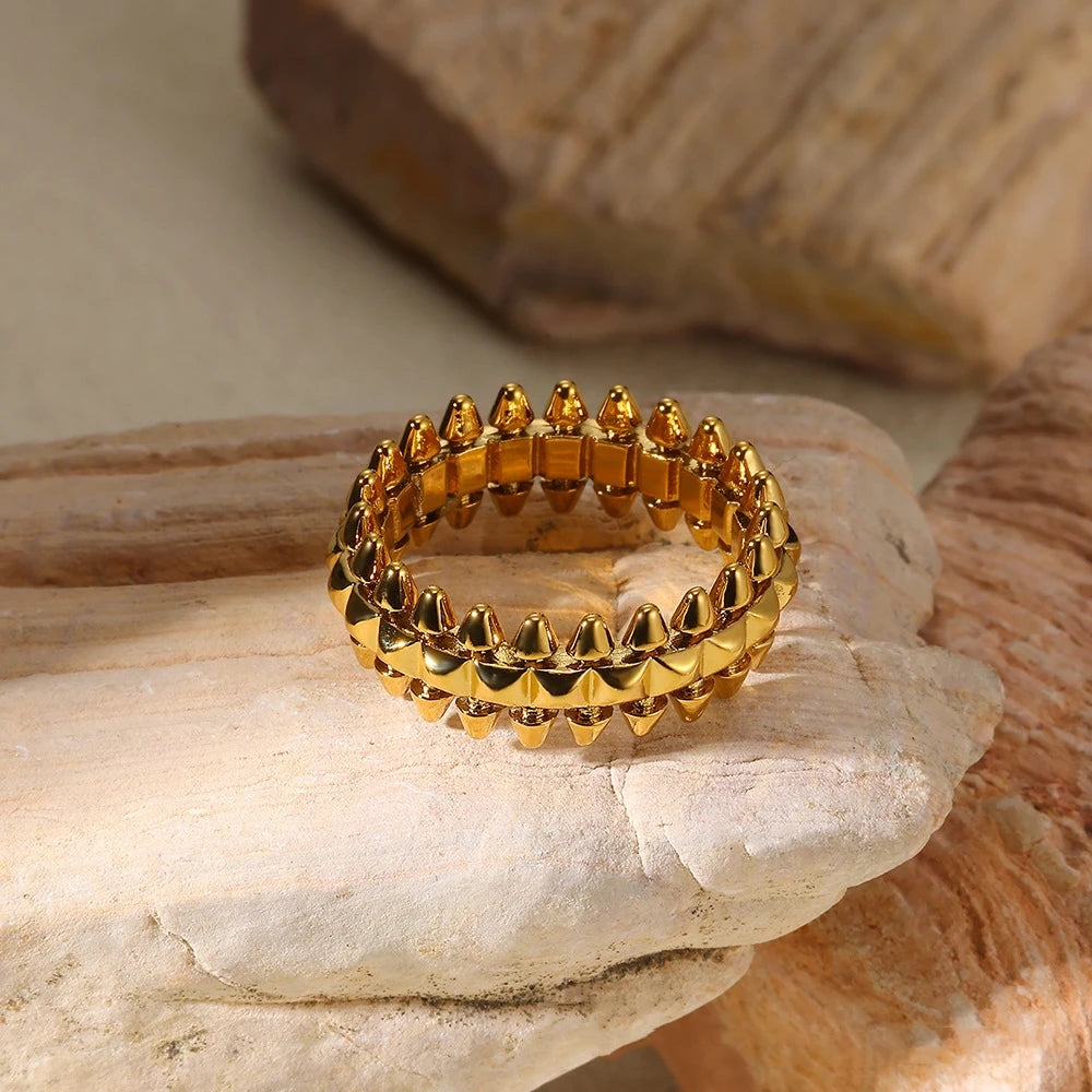 LATS Vintage Edelstahl Kugel Ringe für Frauen Gold Farbe Geometrische Ringe Punk Schmuck Hip Hop Party Schmuck Geschenke Anillos