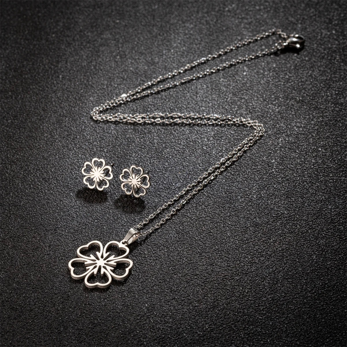 Set Schmuck Edelstahl Frau Boho Vintage Monstera Blätter Blume Pflanze Diy Anhänger Charms Ohrringe Und Halskette Set