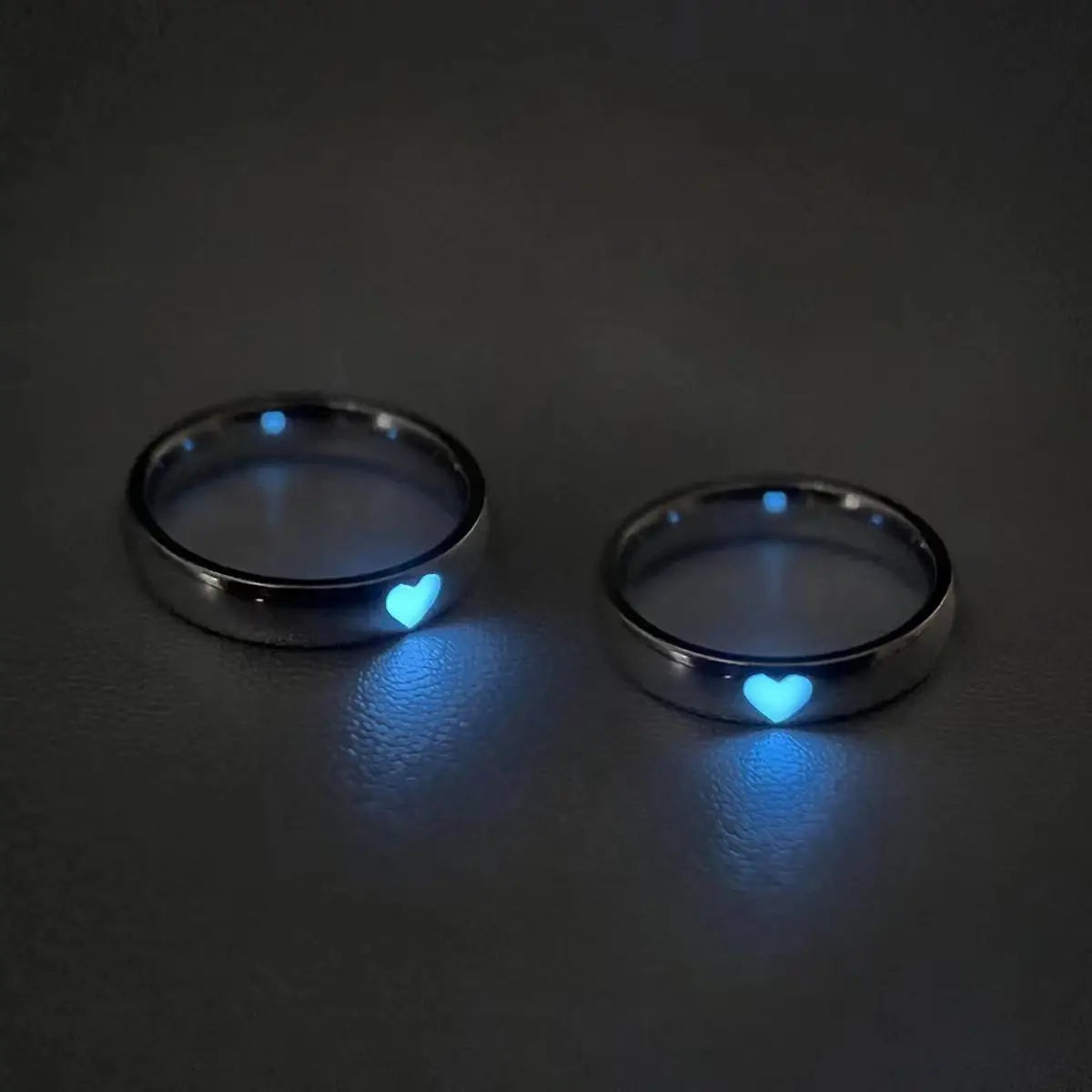 Leuchtender blauer rosa heller Herzring für Damen und Herren, Paar, fluoreszierend, im Dunkeln leuchtend, verstellbare Fingerringe, Modeschmuck, Geschenke