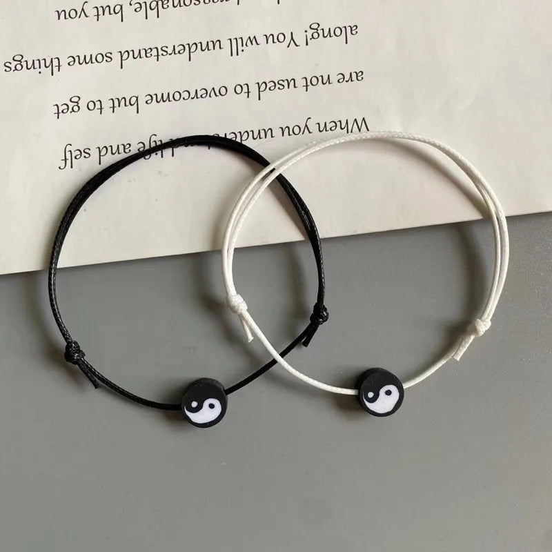 2 teile/lose Seil Armband für Frauen Männer Chinesischen Yin Yang Stil Statemet Einstellbare Mode Hand Schmuck Paar Armband Großhandel