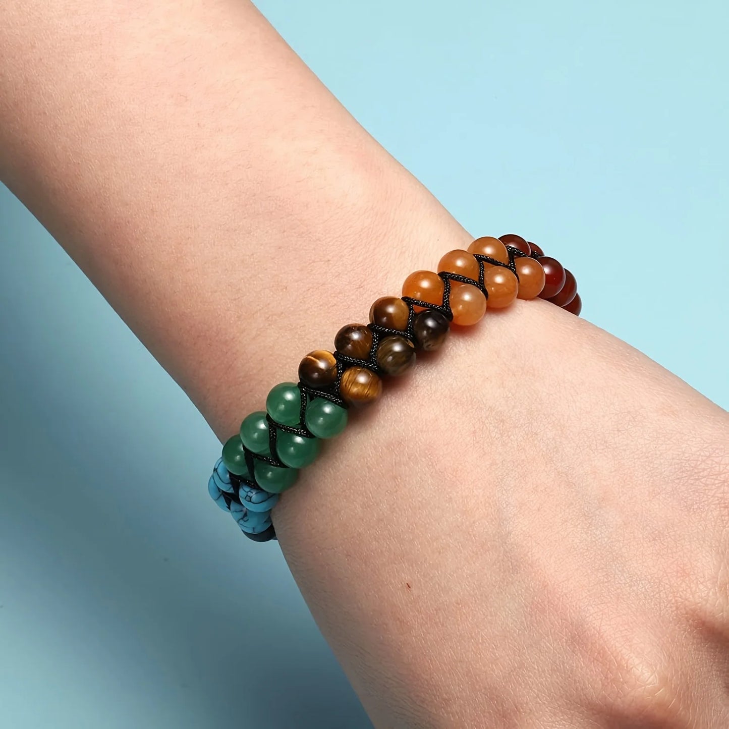 Top Plaza 7-Chakra-Behandlung Kristall-Armband Yoga Stein verstellbare Perlen Armband Meditation Entspannung Angst Damen-Armband