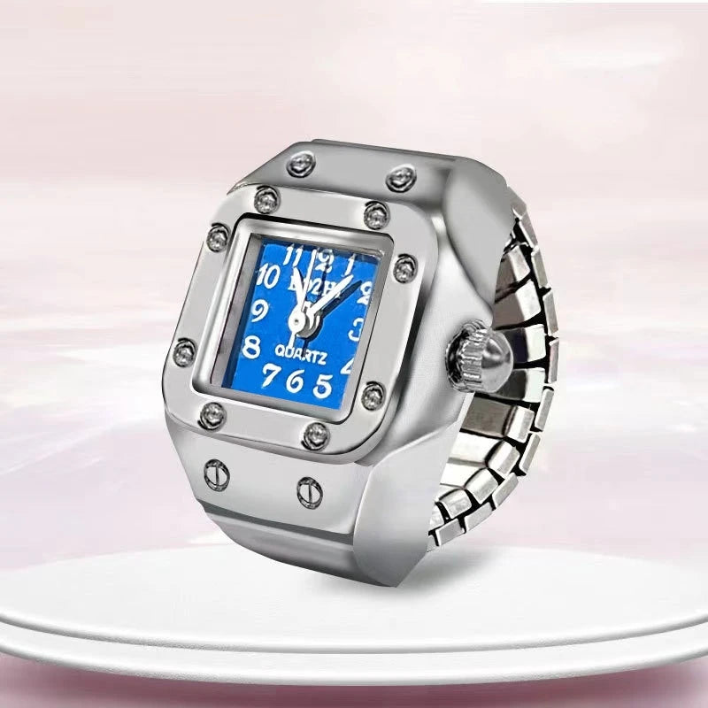 Ring Uhr Neue Heiße Verkauf Kreative Legierung Shell Finger Quadratischen Zifferblatt Paar Männer Und Frauen