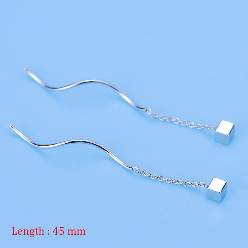Einfache Stil Box Kette Quaste Drop Ohrringe Für Frauen Lange Baumeln Ohrring Piercing Linie Zubehör Dünne Mini Trendy Ohr Schmuck