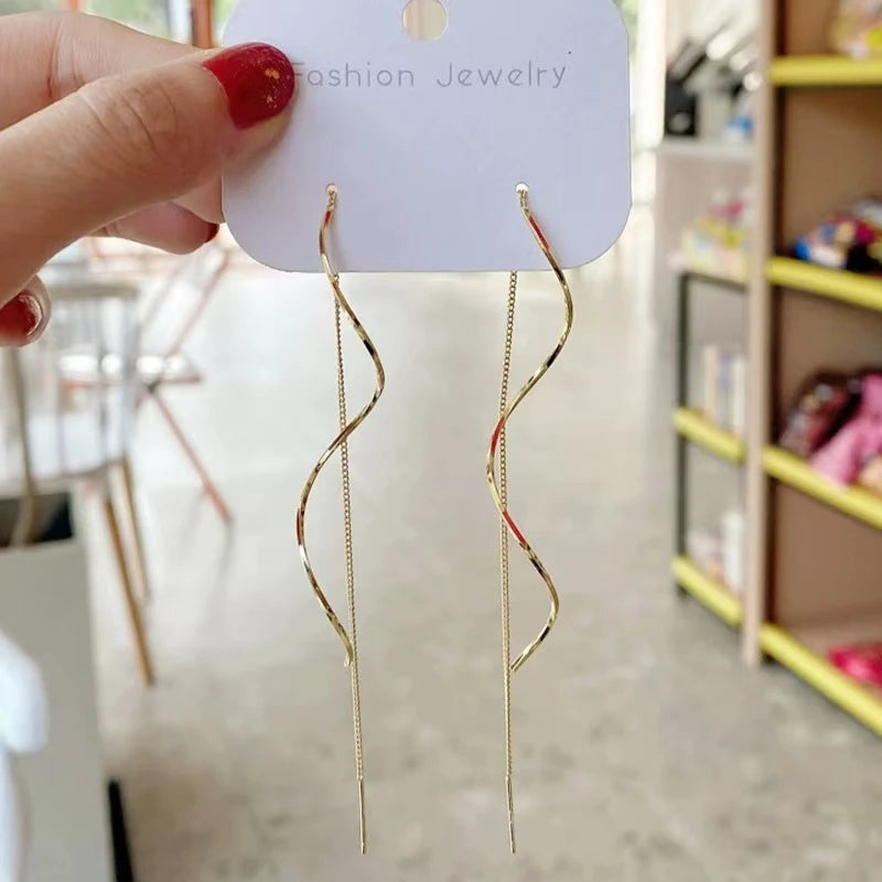 Einfache, vielseitige Damen-Ohrringe mit langen Quasten und modischem langem Ketten-Design für Partys, Hochzeiten, Geschenke für Frauen
