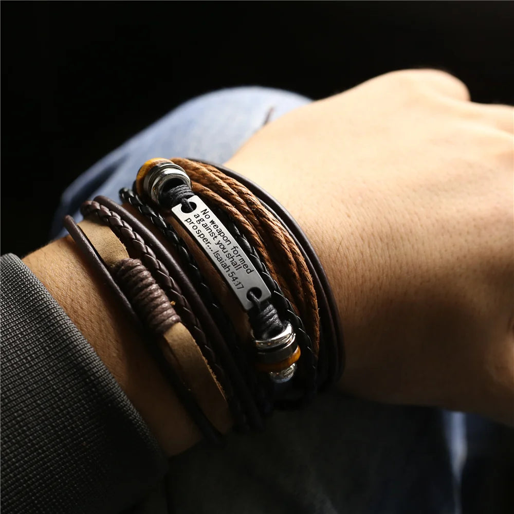 WESTBULL 3 Teile/satz Multilayer Leder Armbänder Für Männer Kreuz Charme Homme Armreifen Geschenk Schmuck