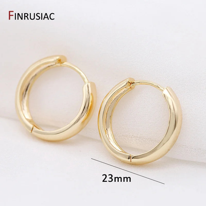 Neue trendige echte vergoldete runde Creolen für Frauen Mädchen Damen große Creolen Gold Kreis Ring Ohrringe Party Geschenk