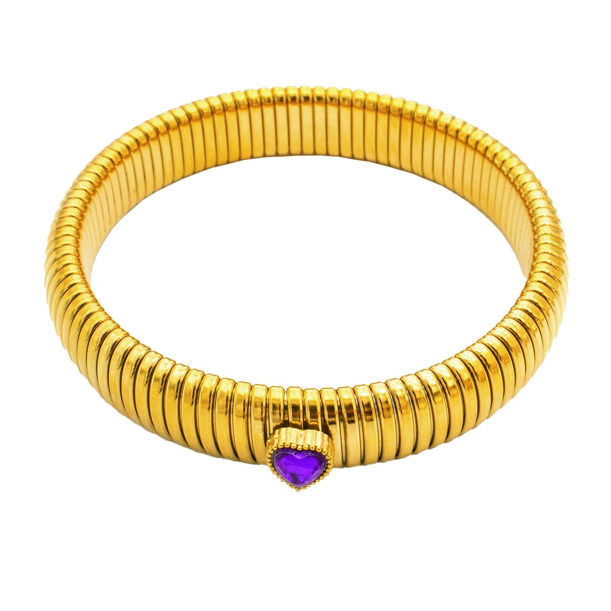 Wasserdichtes Edelstahl-Retro-Elastizitäts-Armband aus dickem Metall, poliert, 18 Karat vergoldet, Trend, Mode, Unisex, Schmuck für Männer und Frauen